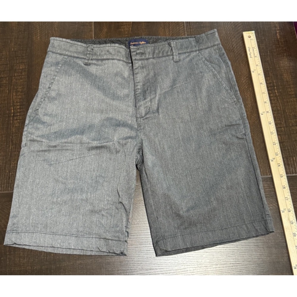 Gentlemen's Outfitters Mens Heather Gray Chino Shorts Size 32 Stretch Flat Front